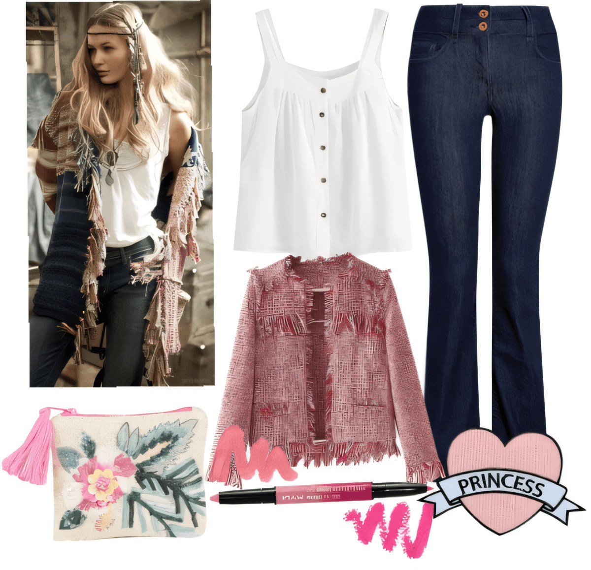 Boho Dreams: Pink Fringe & Denim Romance Boho Dreams: Pink Fringe & Denim Romance by mahima