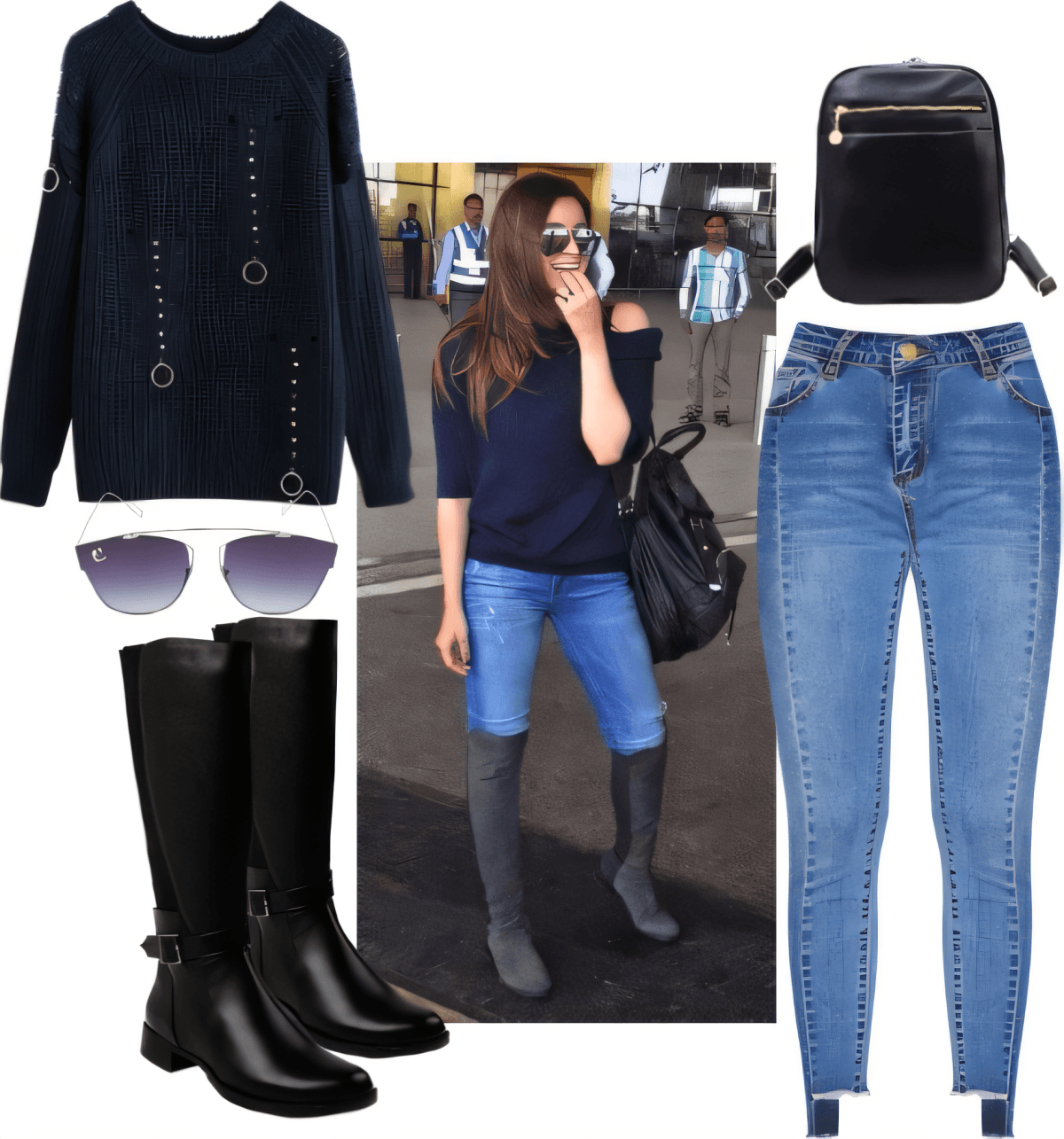 Cozy Chic Navy & Denim: The Perfect Urban Explorer Look by Rubina Shaikh