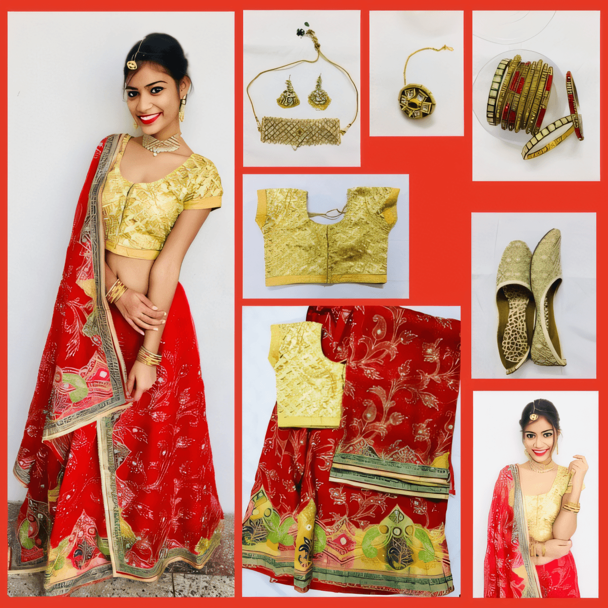 Radiant Red & Gold Lehenga Ensemble - A Royal Romance in Every Detail by Deepika Maheshwari