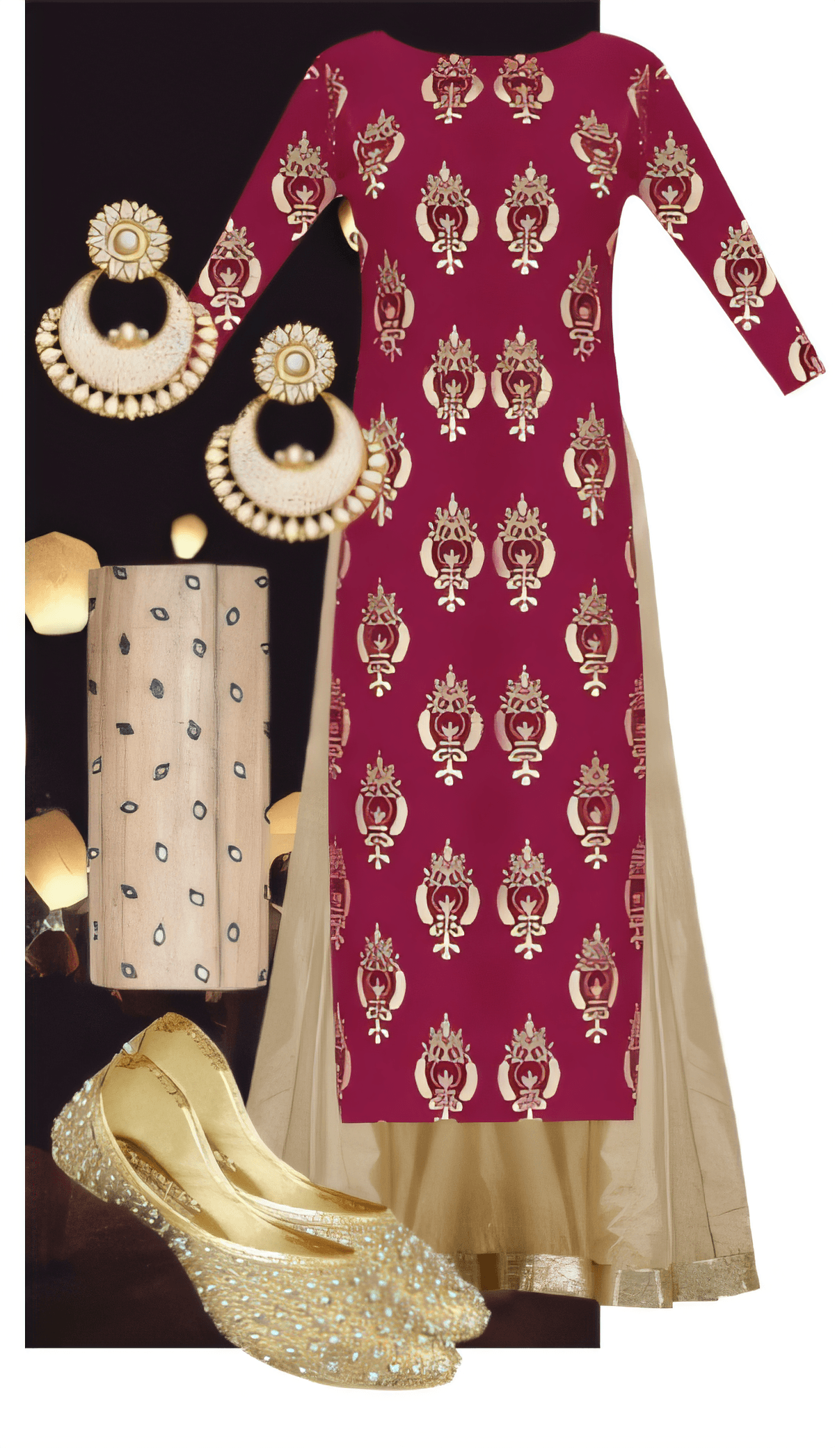Regal Romance: Burgundy Brocade & Gold Fusion by DEEPIKA
