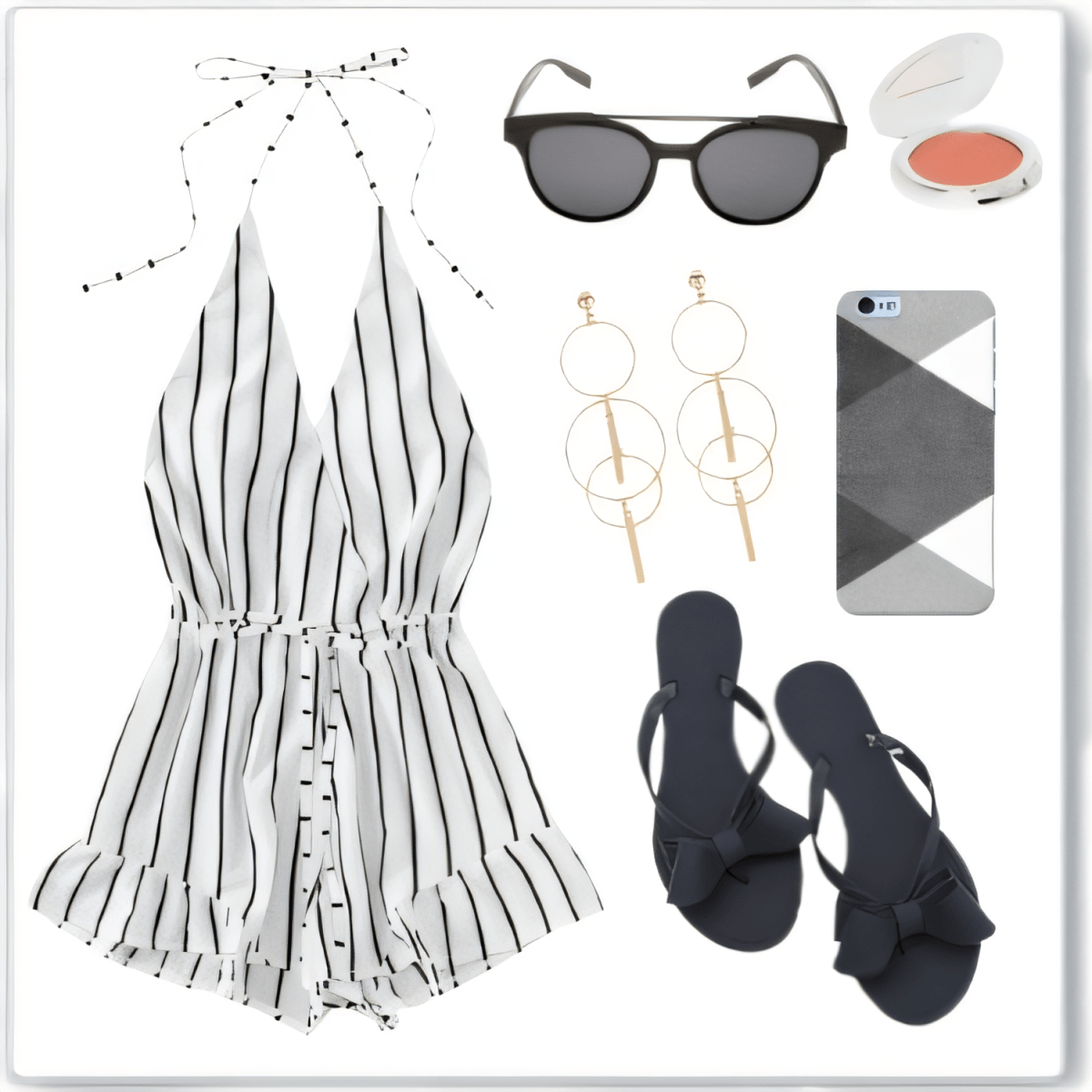 Breezy Coastal Chic: The Perfect Striped Romper Ensemble by nisha
