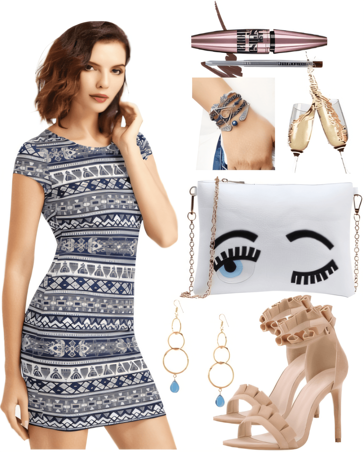 Coastal Chic: Navy Aztec Mini with Blush Accents Coastal Chic: Navy Aztec Mini with Blush Accents by Rubina Shaikh