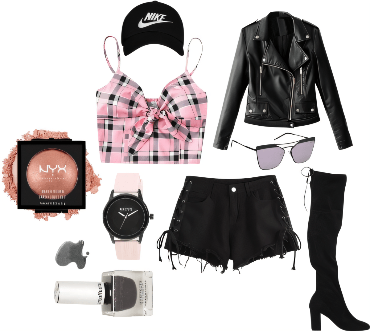 Sweet & Edgy: Pink Plaid Meets Leather Luxe Sweet & Edgy: Pink Plaid Meets Leather Luxe by Sneha Mudigonda