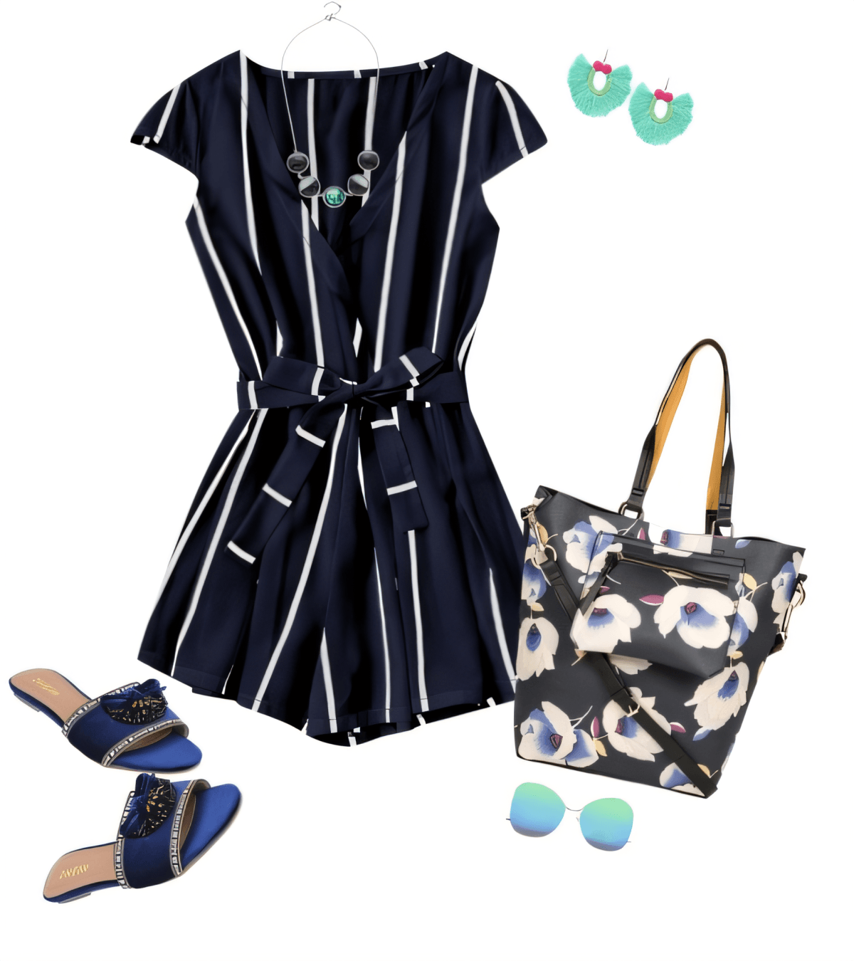 Nautical Nights & Summer Stripes: The Perfect Navy Romper Ensemble by Deborah-518
