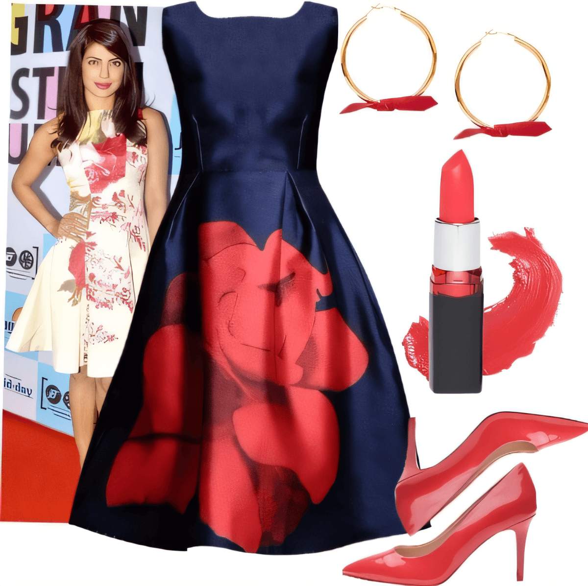 Navy & Red Rose Drama: Cocktail Elegance with Modern Flair by Sanya Kukreja
