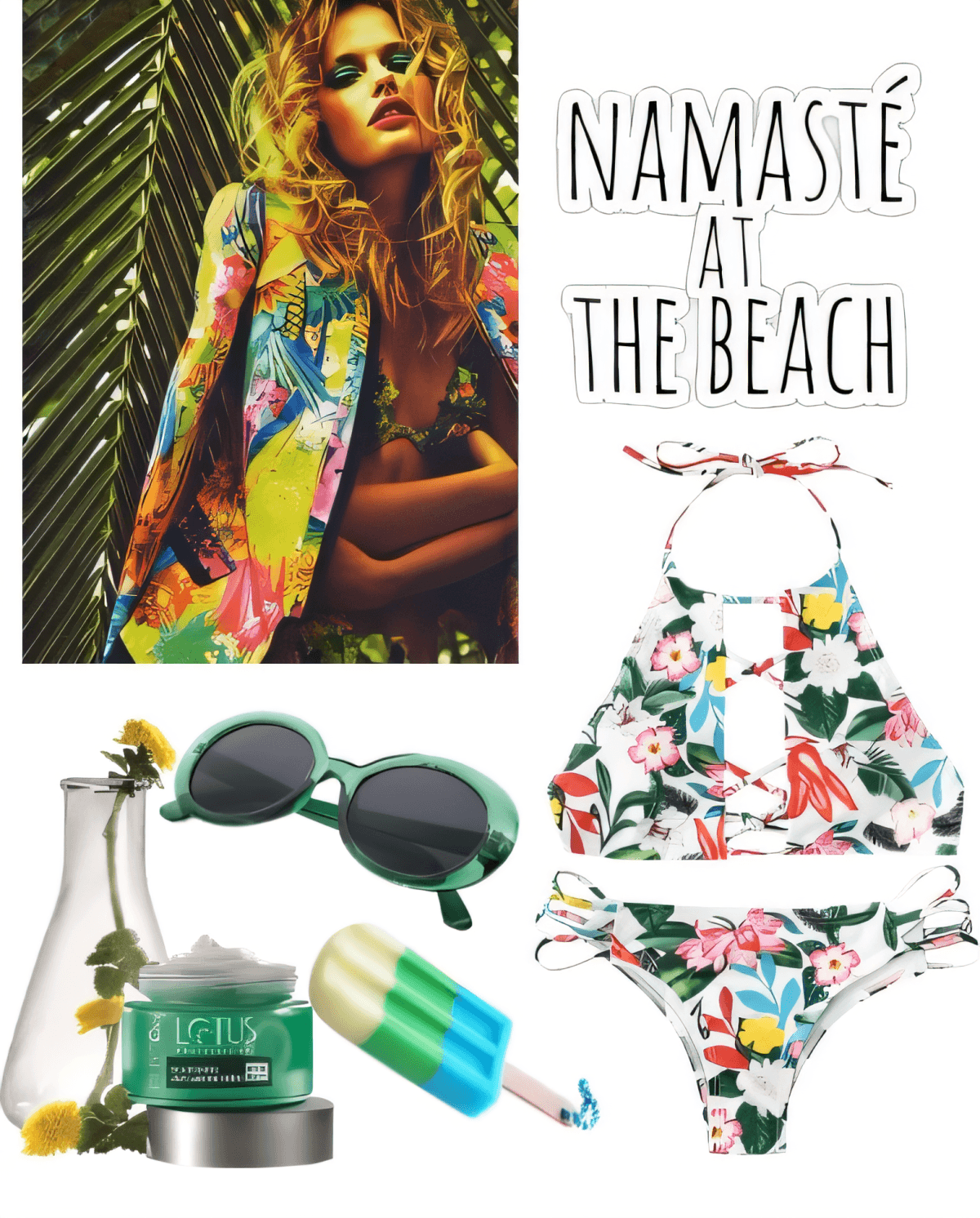 Tropical Paradise: Floral High-Neck Bikini & Beach Luxe Essentials Tropical Paradise: Floral High-Neck Bikini & Beach Luxe Essentials by kritika