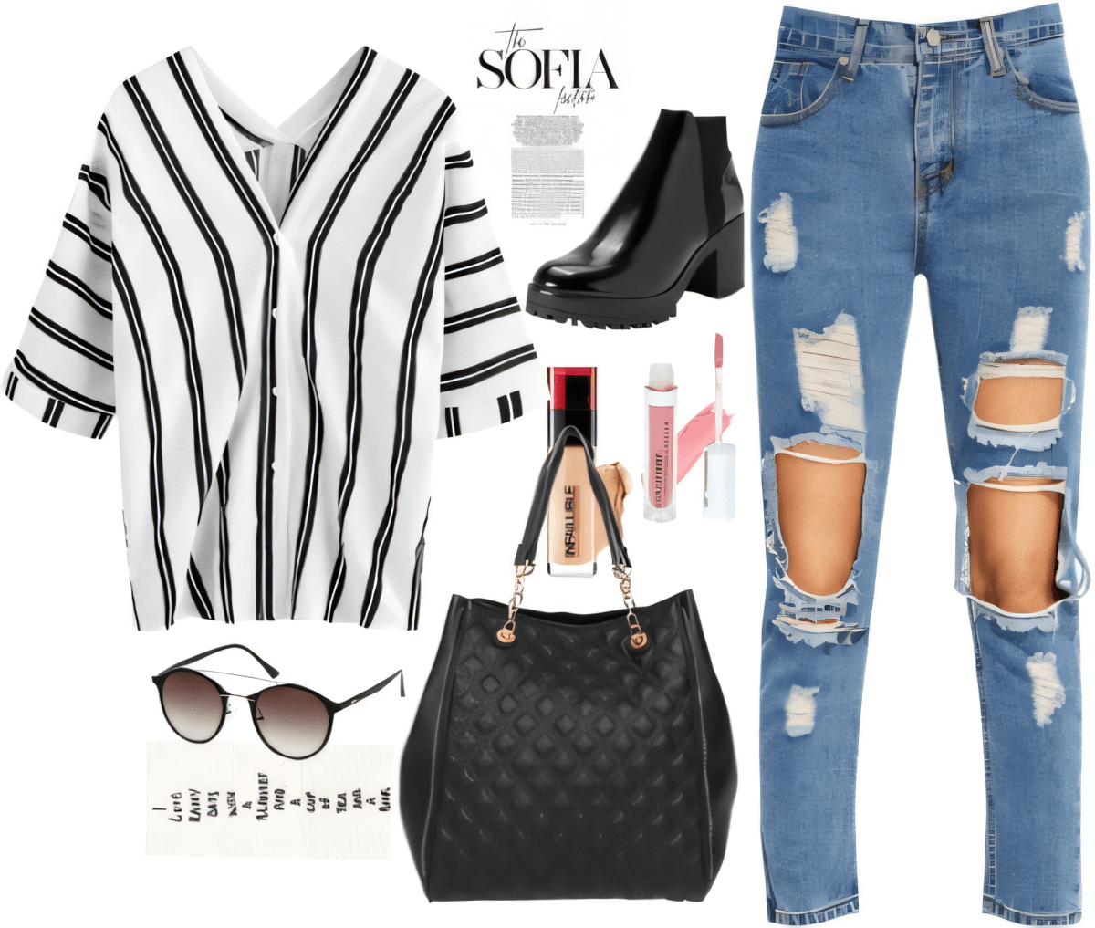 Urban Chic Meets Comfort: The Perfect Striped & Distressed Denim Look by Rubina Shaikh