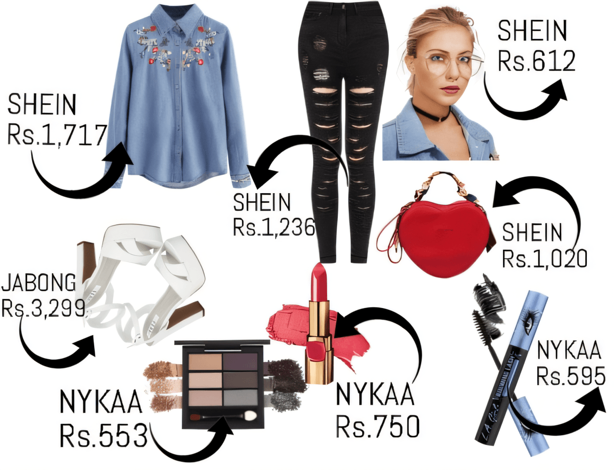 Urban Chic Meets Romance: Denim, Florals & Bold Red Statement by nisha