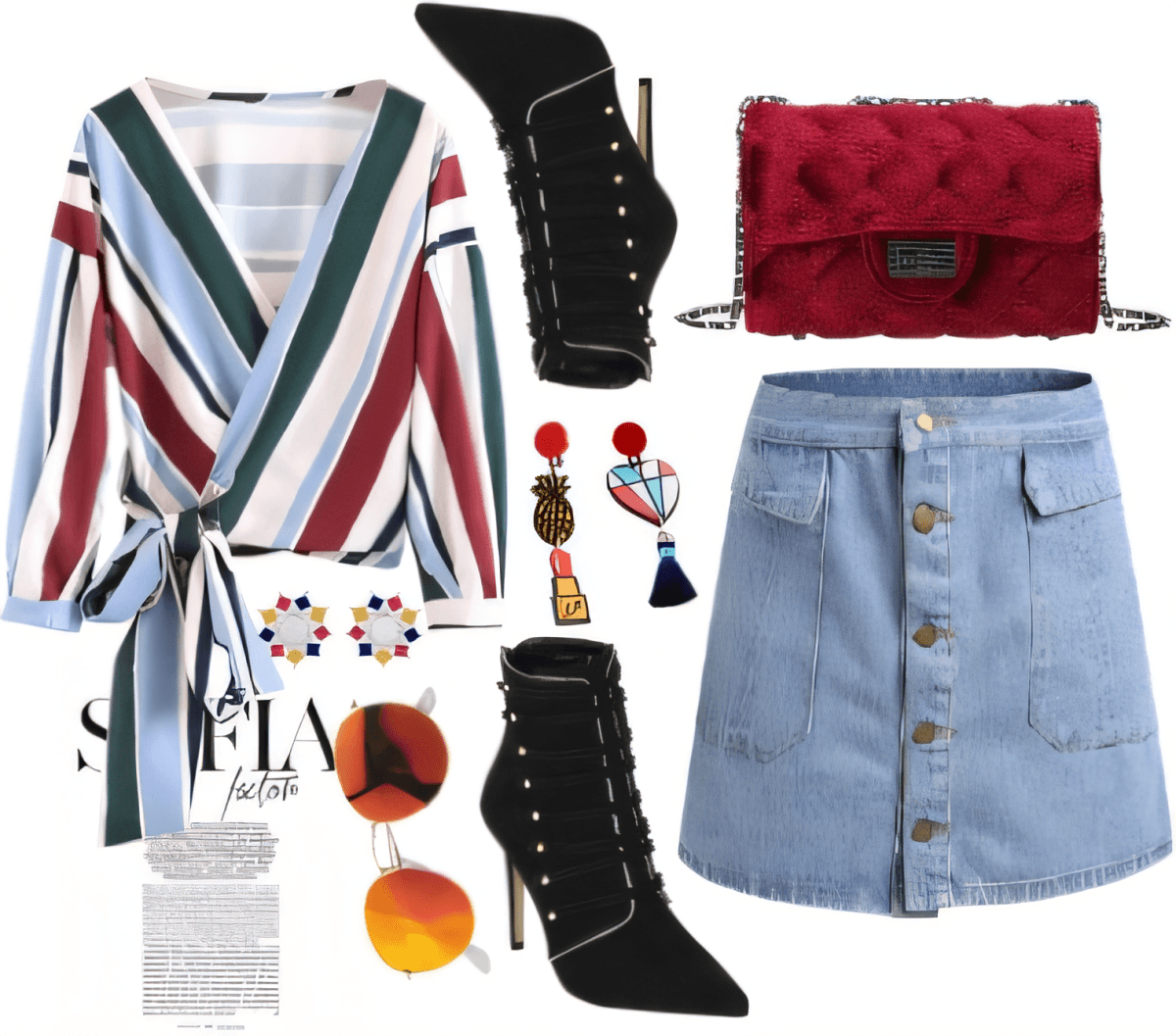 Retro-Chic Meets Modern Edge: The Perfect Striped & Denim Ensemble by neeti