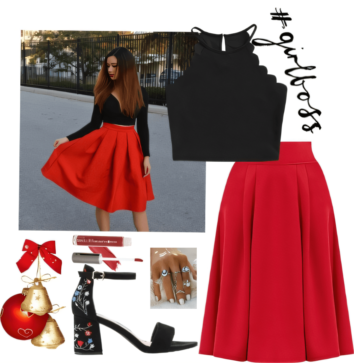 Holiday Romance: Classic Crimson & Noir Ballet-Inspired Ensemble by Rubina Shaikh