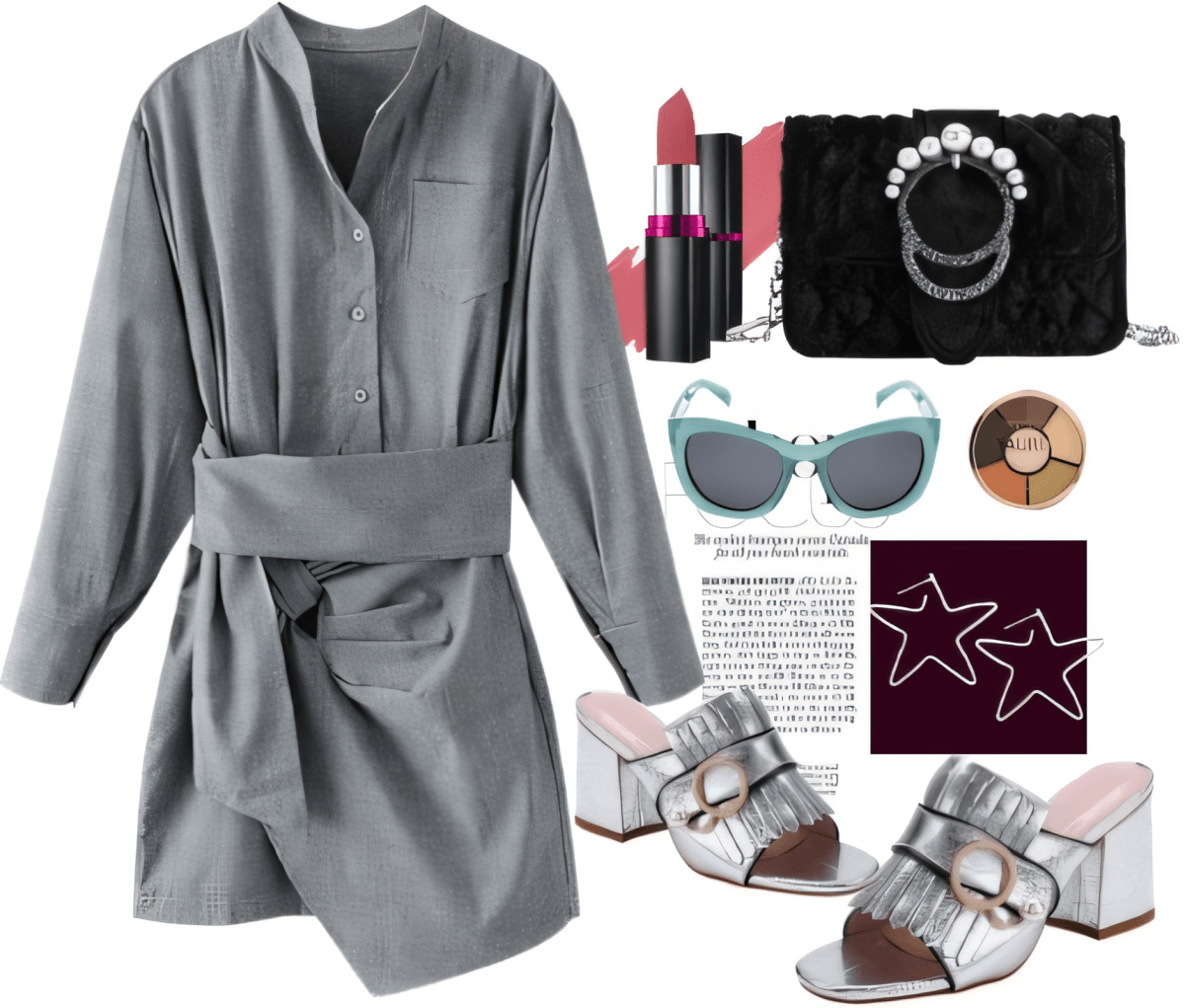 Urban Sophisticate: Grey Wrap Dress & Silver Accents Urban Sophisticate: Grey Wrap Dress & Silver Accents by mahima