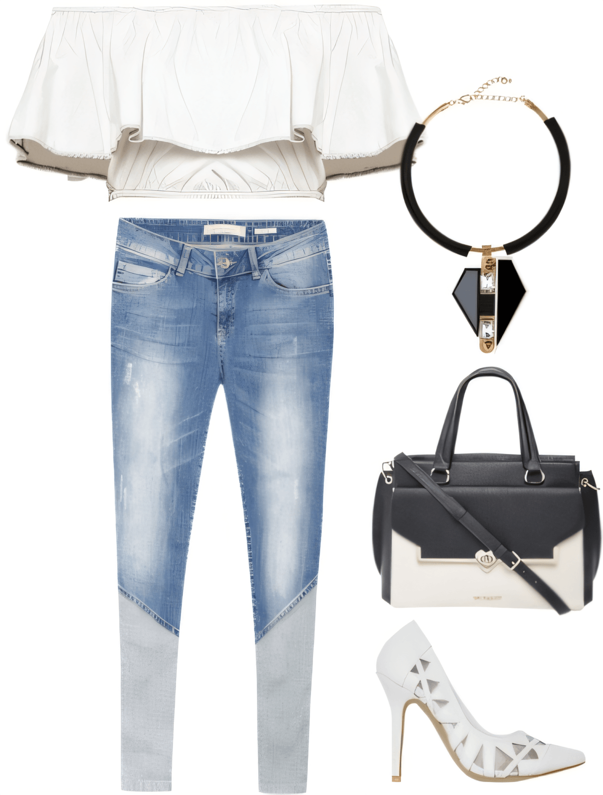 Ethereal Edge: Off-Shoulder Elegance Meets Urban Denim by drishtikhandelwal