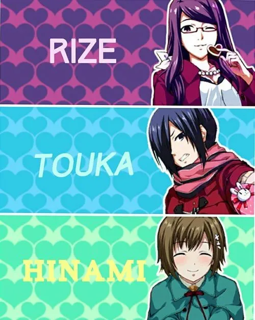 Rize, Touka and Hinami strong female characters from tokyo ghoul anime