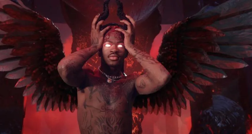 Lil Nas X in the video for Montero (Call Me By Your Name) Lil Nas X dressed up for video of Montero (Call Me By Your Name)