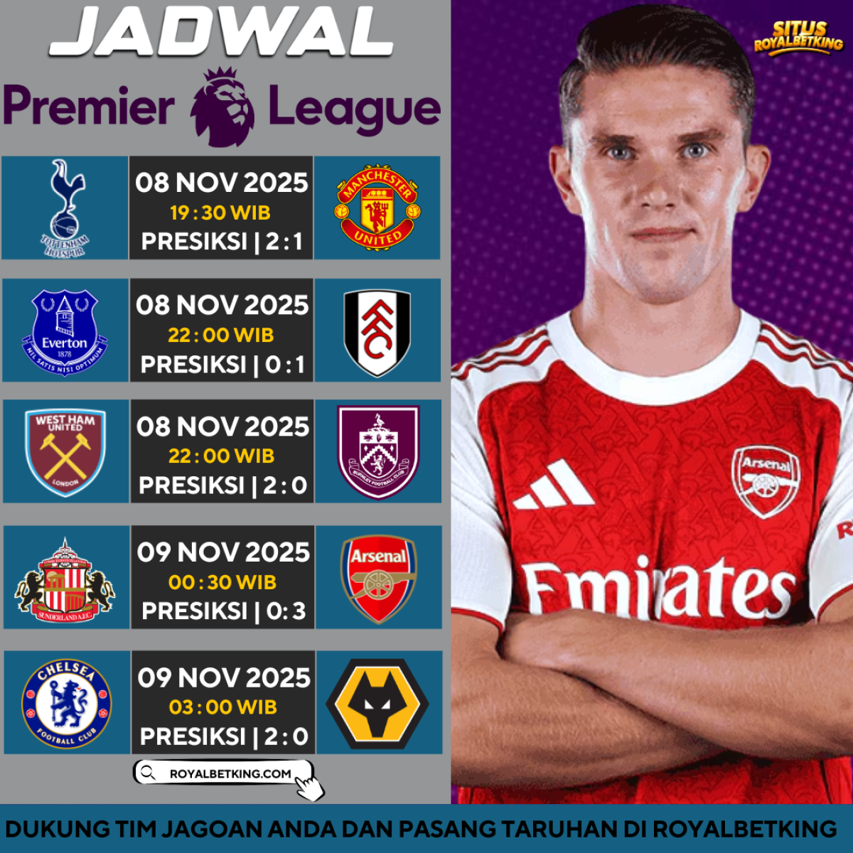 JADWAL & PREDIKSI PREMIER LEAGUE HARI INI|ROYALBETKING by AGENROYALBETKING