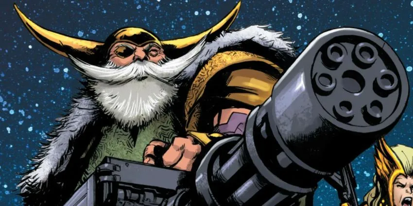 Odin with a machine gun