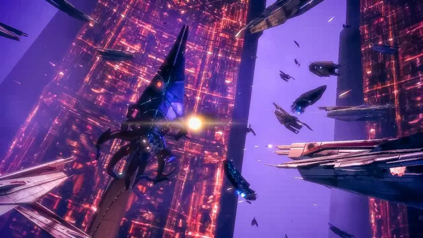 Sovereign the Reaper attacking the Citadel in Mass Effect 1
