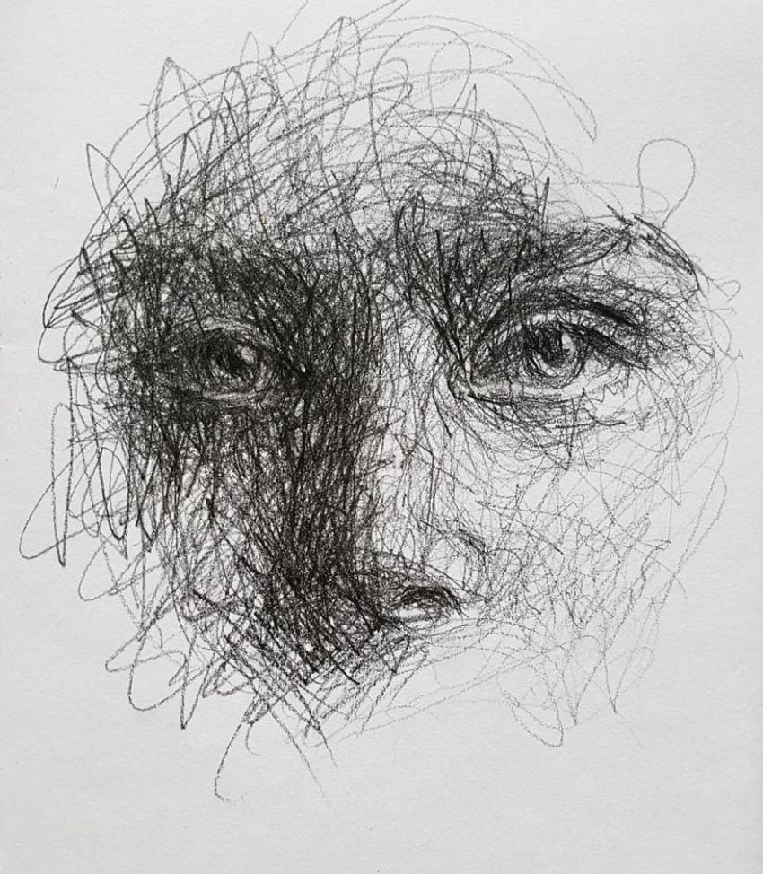 Scribble art portrait, fun and easy art ideas