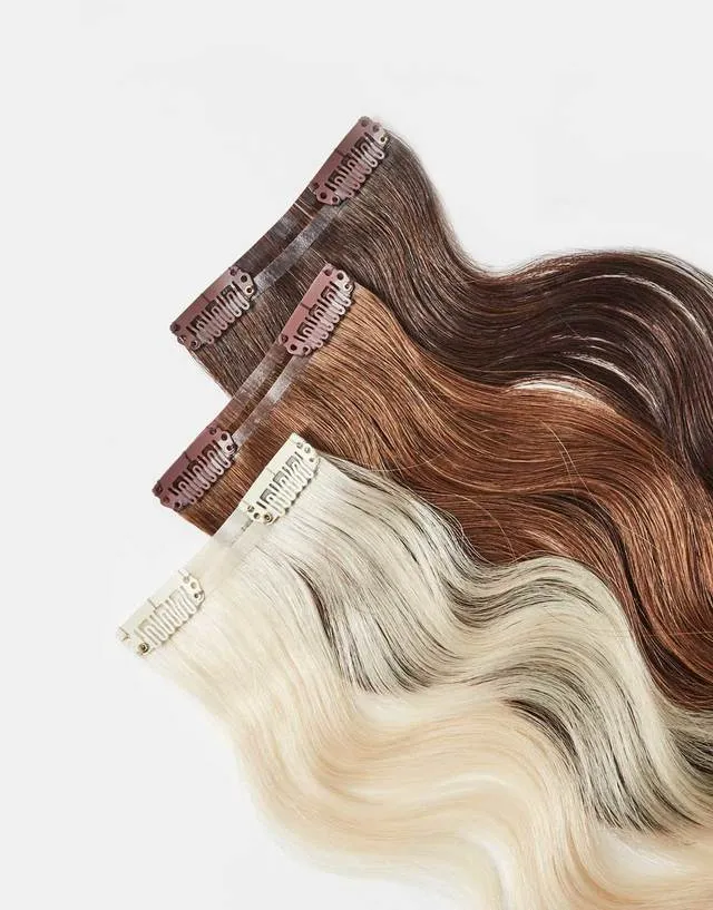 Rows of color for clip-in hair extensions