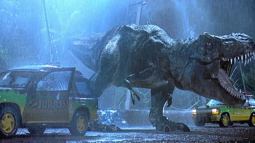 Fotograma de la película Jurassic Park jurassic park movie still car t-rex