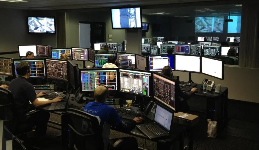 team working on technology