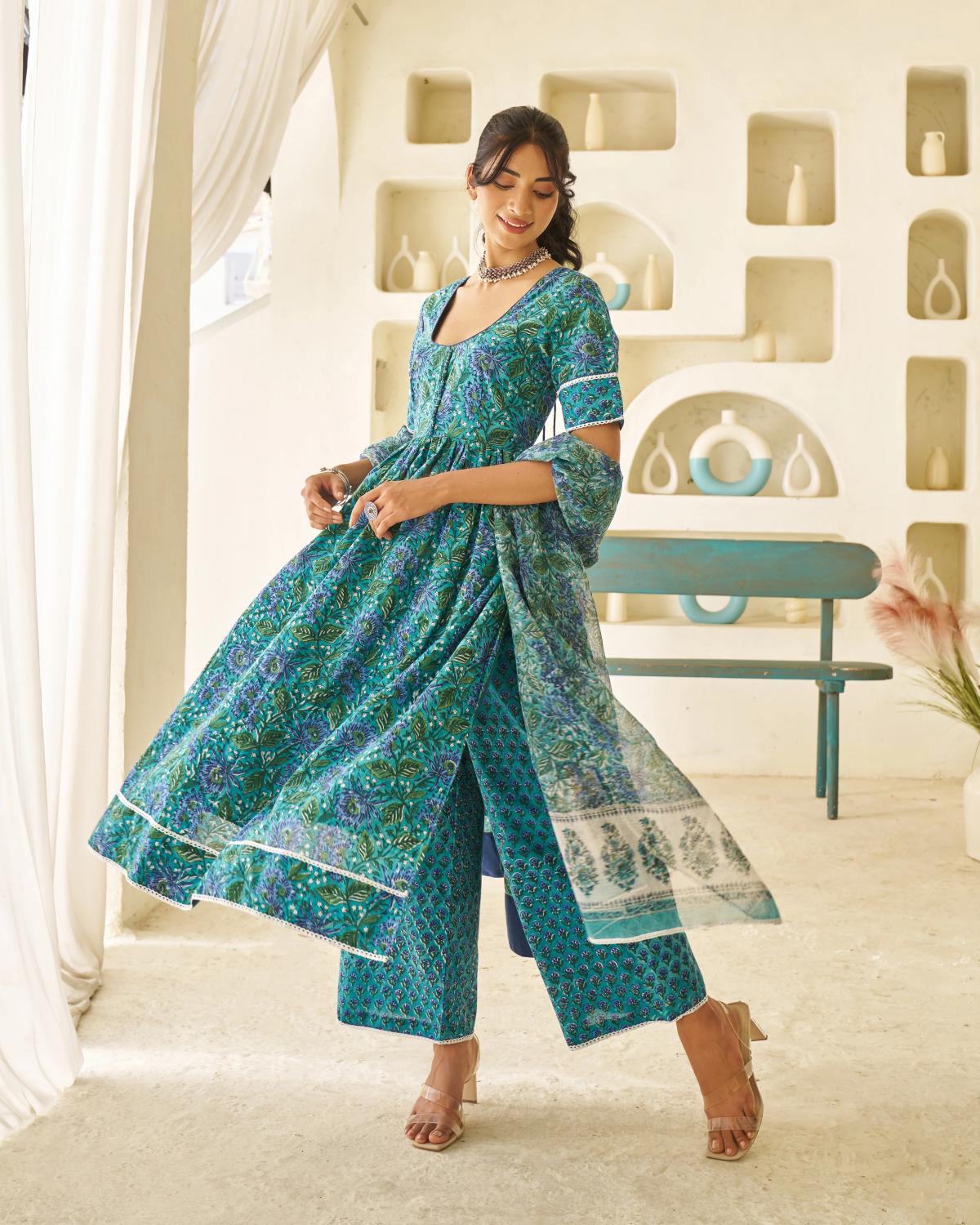 Buy Handblock Suit Sets For Women - Guleri by Guleri