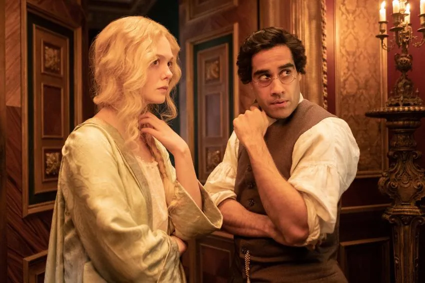 Sacha Dawan and Elle Fanning in a scene for The Great