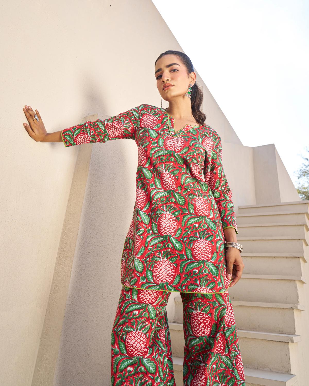 Shop Handblock Co-ord Set For Women by Guleri