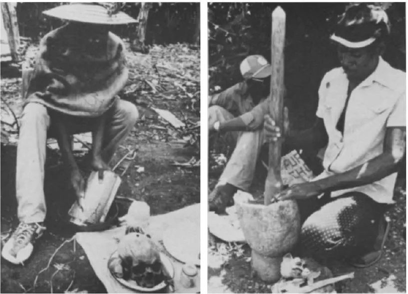 bokors grinding human bones and preparing poison