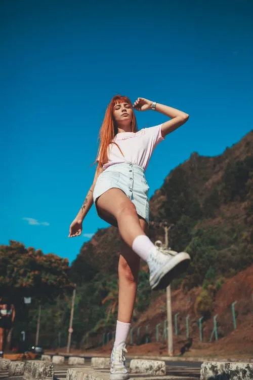 A person kicking with joy