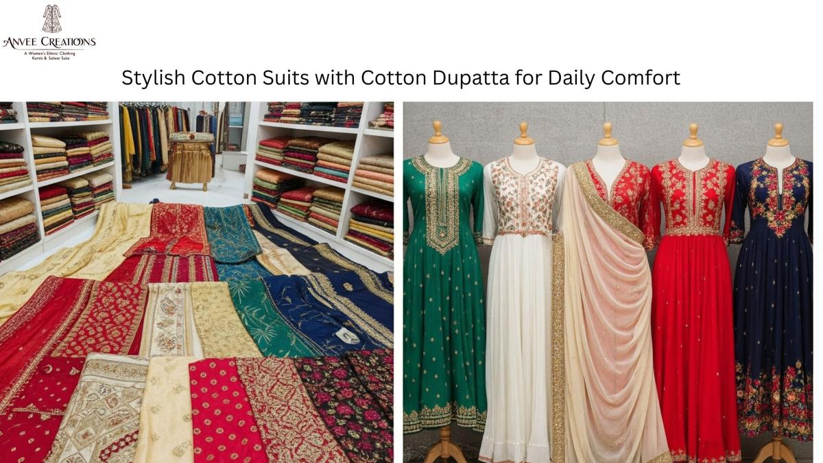 Stylish Cotton Suits With Cotton Dupatta For Daily Comfort by Carry