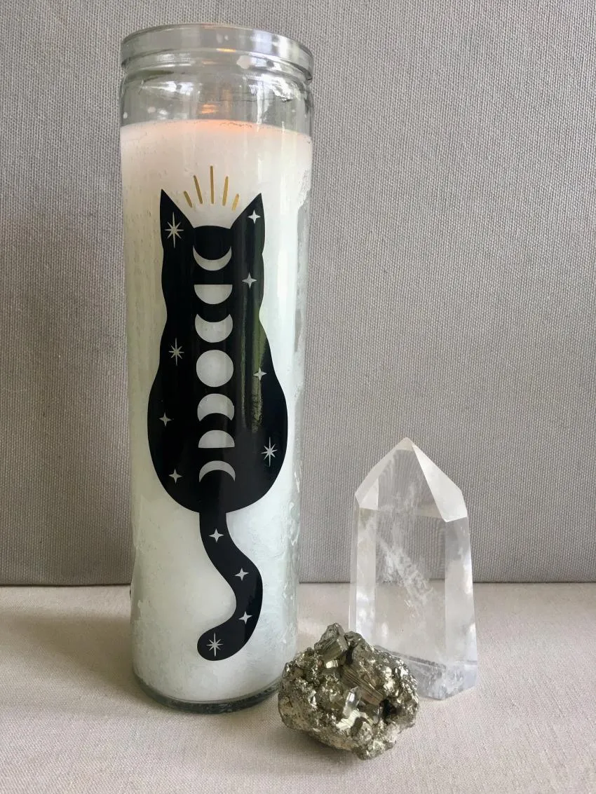 Cat candle, home decor, witch aesthetic decor 