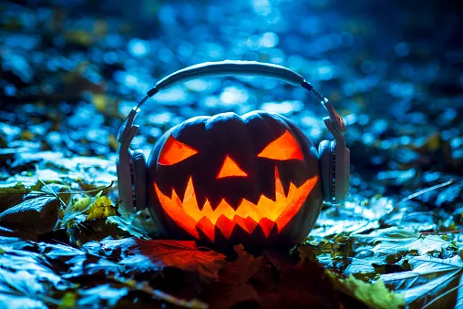 Halloween Music Pumpkin with Headphones