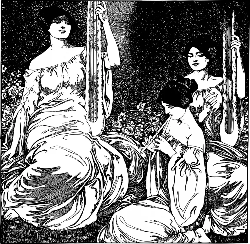Women playing musical instruments