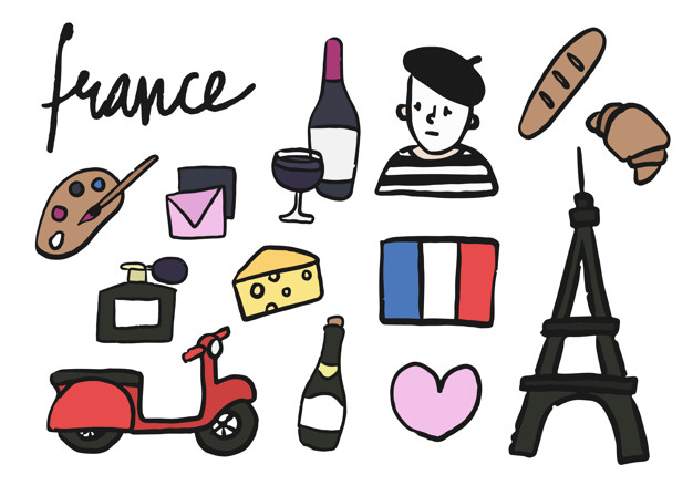 French things collage French things collage and designs for decoration