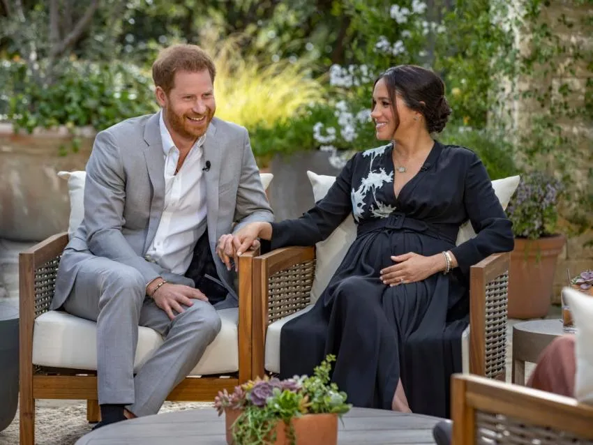 Prince Harry and Meghan during bombshell Oprah interview