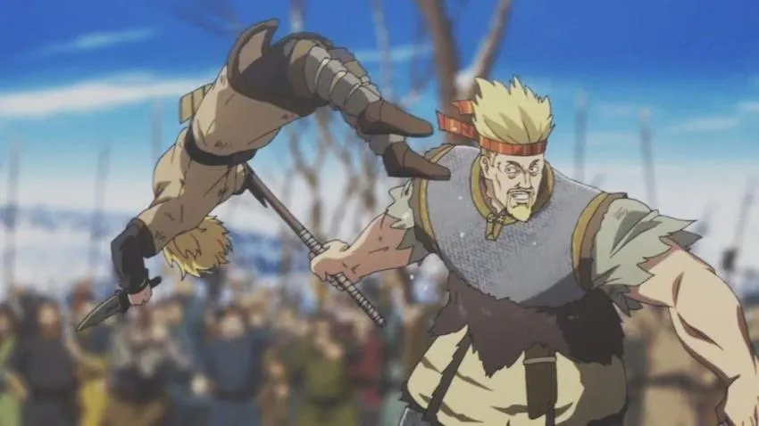 Thorkell vs Thorfinn Thorkell fighting Thorfinn in vinland saga anime