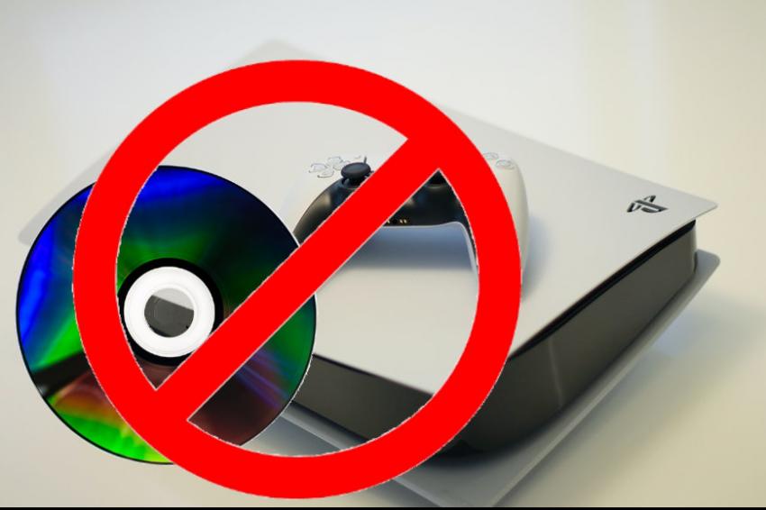 A PS5 with a No Entry Sign to a Disc