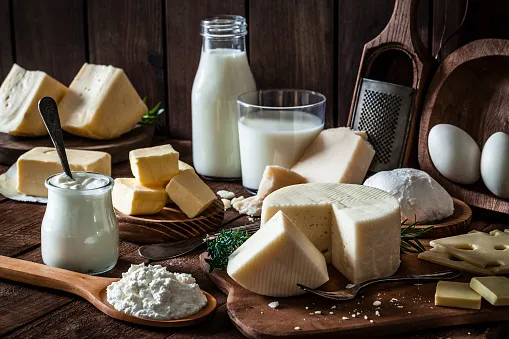 Milk cheese eggs yogurt quark cottage cheese dairy