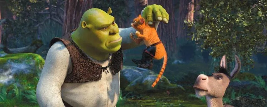 Shrek 2 movie still shrek 2 movie still donkey puss in boots forest