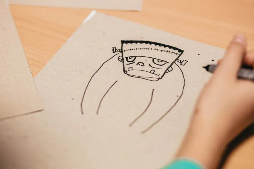 A drawing of Frankenstein's monster
