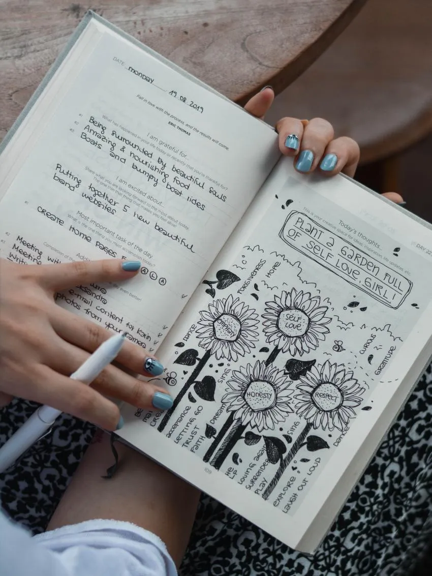 journaling positive journal with many drawings
