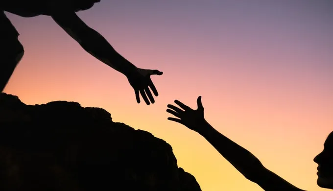 asking for help outstretched hand