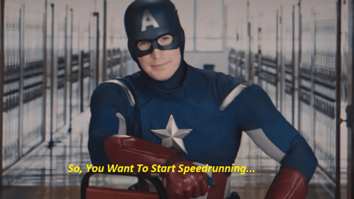 Captain America Meme Template with Speedrun Text