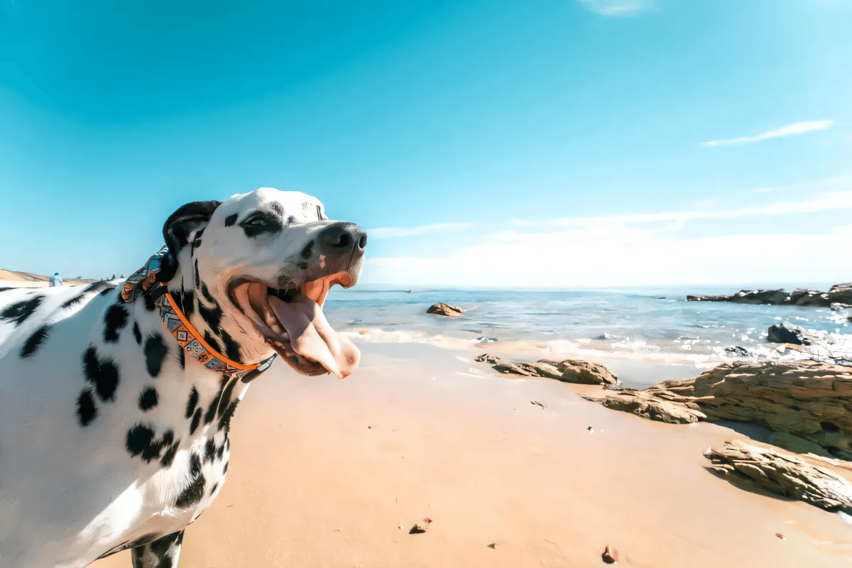 Dog enjoying the beach