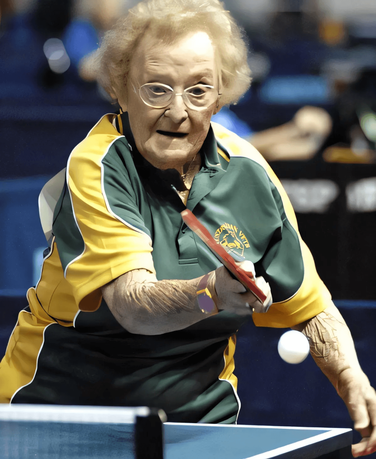 Dorothy Delow, 101-year-old playing ping pong to help manage her mental health