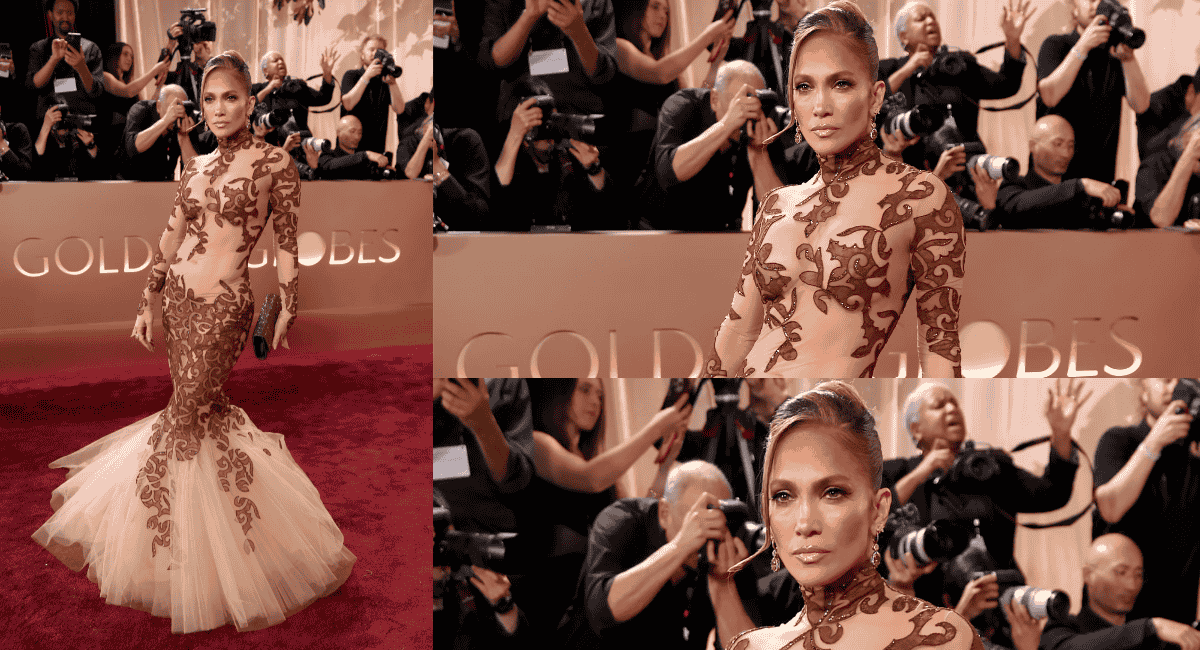 Jennifer Lopez Goes Vintage in Sheer Brown Brocade