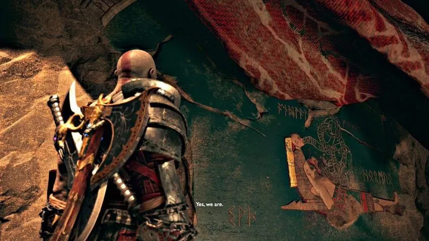 Kratos sees Atreus holding his dead body on Jotunheim wall