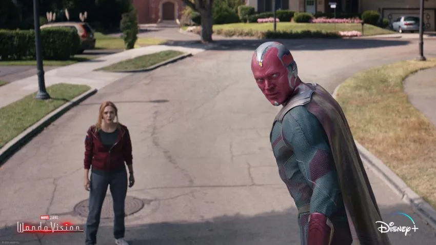 Wanda and Vision Preparing to Fight White-Vision Wanda, Vision, White-Vision, Disney, Marvel, Disney+, WandaVision