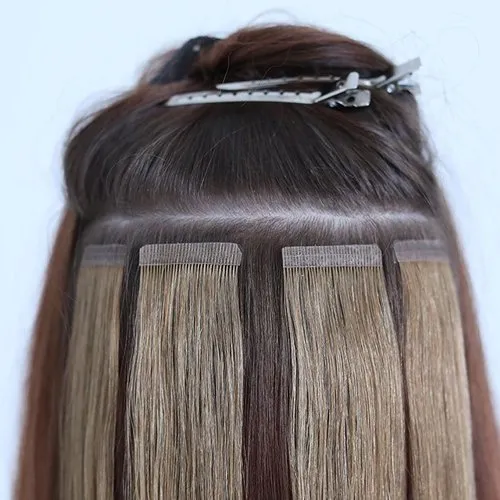 How tape-ins look when attached to your hair